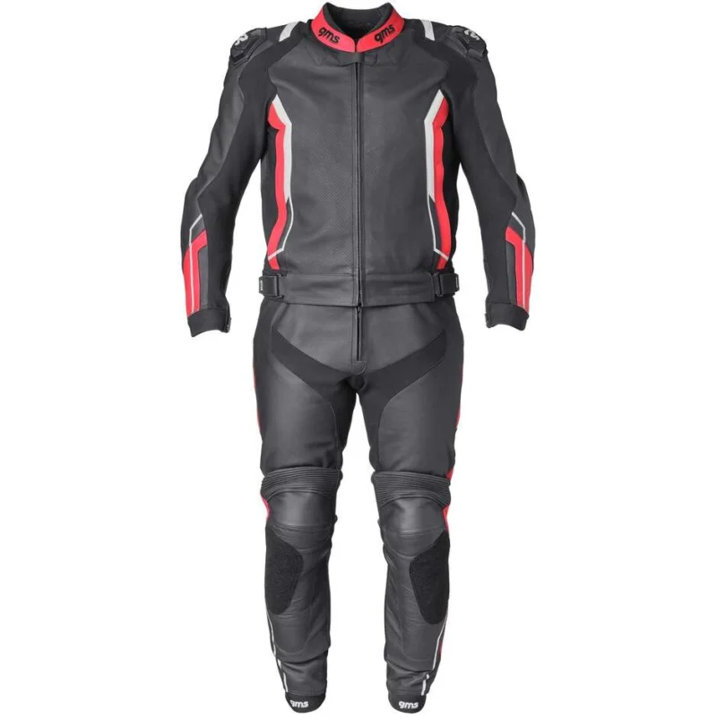 Prezzo Basso Tuta Moto Divisibile in Pelle GMS GR-1 Nero Rosso Bianco