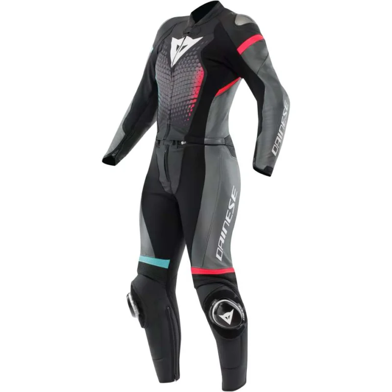 Promozione Esclusiva Tuta Moto Donna Divisibile Dainese FULMINEA 2PCS # Nero Antracite Bianco
