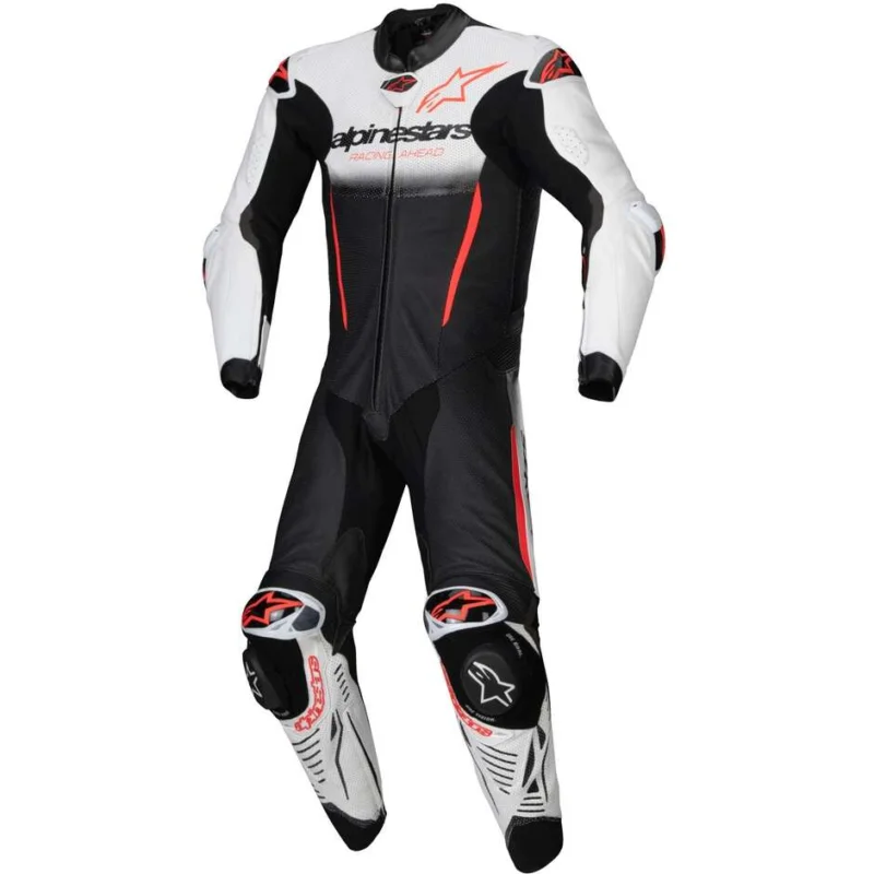 Tuta Moto Intera Alpinestars GP-R7 1PC Bianco Nero Rosso Fluo Promozione