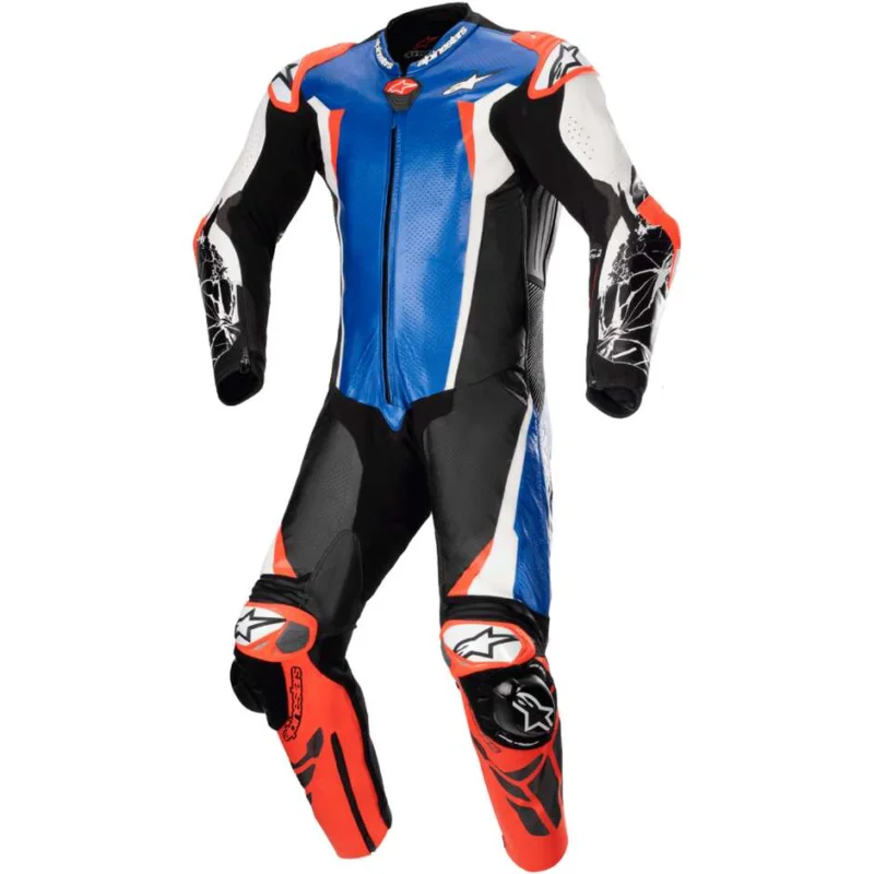 Tuta Moto Intera Alpinestars RACING ABSOLUTE V2 1 PC Rosso Fluo Bianco Blu metallico Vendita Finale