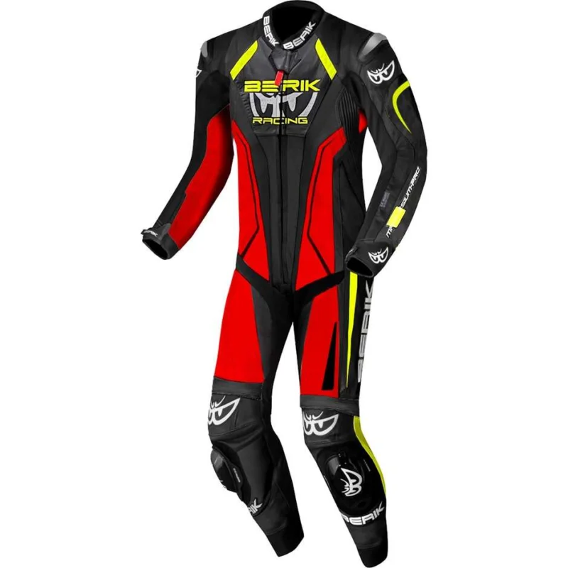 Promo Stagionale Tuta Moto Intera Berik 2.0 In Pelle Di Canguro LS1 9059 Nero Rosso Giallo Fluo