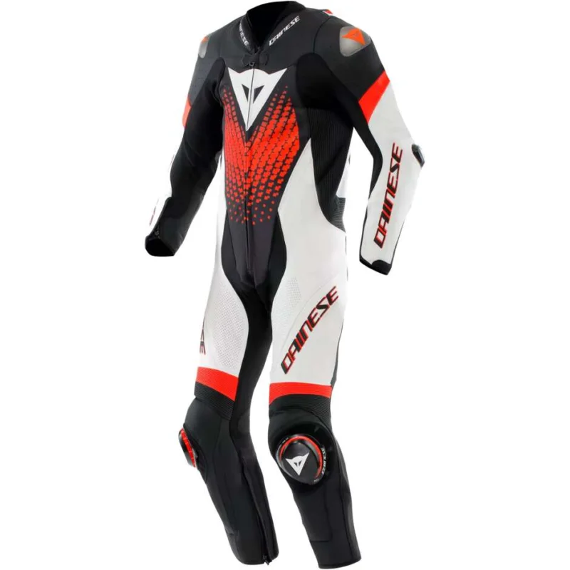 Tuta Moto Intera Dainese LAGUNA SECA 6 PERF 1PC # Nero Bianco Rosso Fluo Miglior Prezzo