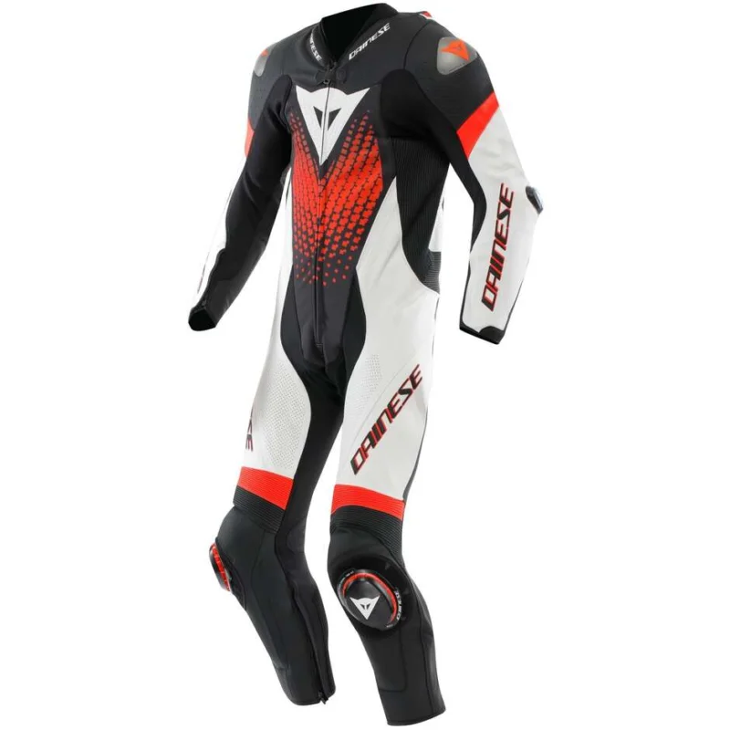 Tuta Moto Intera Dainese LAGUNA SECA 6 PERF 1PC Nero Bianco Rosso Fluo Consegna Rapida