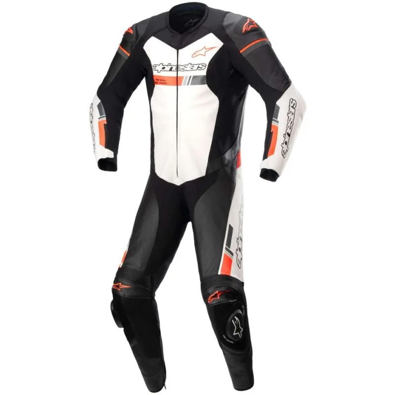 Prezzo Scontato Tuta Moto Intera in Pelle Alpinestars GP FORCE CHASER 1pc Fluo Rosso Bianco Nero