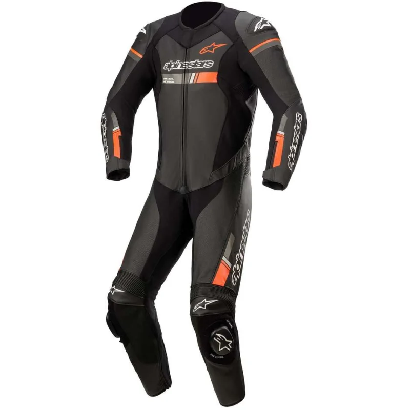Di Tendenza Tuta Moto Intera in Pelle Alpinestars GP FORCE CHASER 1pc Nero Rosso Fluo