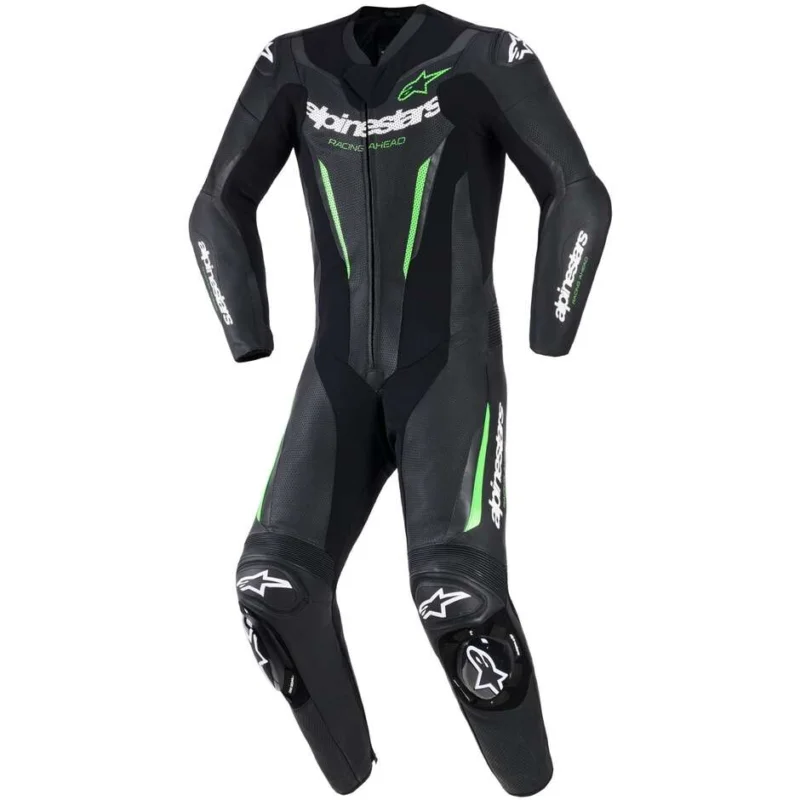 Nuovo Arrivo Tuta Moto Intera in Pelle Alpinestars GP FORCE V2 1PC Nero Verde