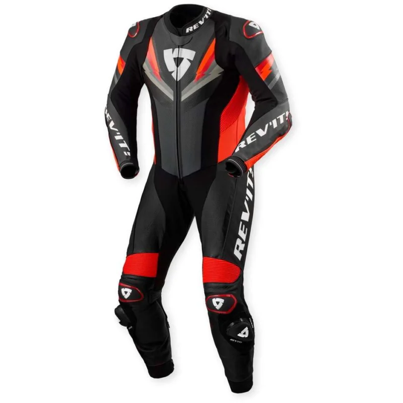 Tuta Moto Intera Rev'it Quantum 3 Antracite Rosso Neon Ultimissimo Modello