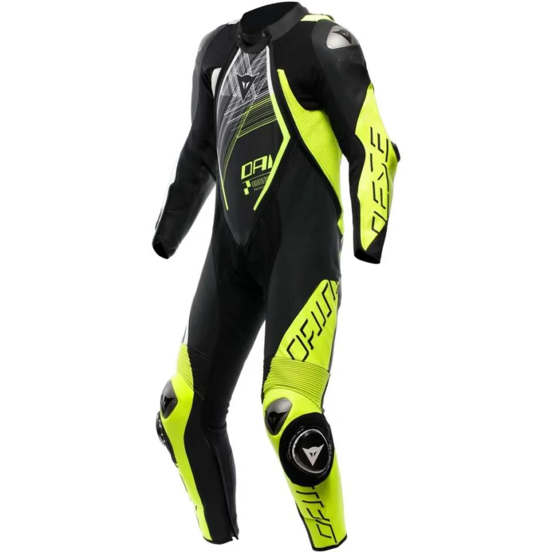 Bestseller Tuta Moto Intera Traforata Dainese AUDAX D-ZIP 1PC PERF. Nero Giallo Fluo Bianco