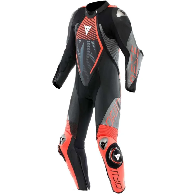 Tuta Moto Intera Traforata Dainese AUDAX D-ZIP 1PC PERF. Nero Rosso Fluo Antracite Must-Have