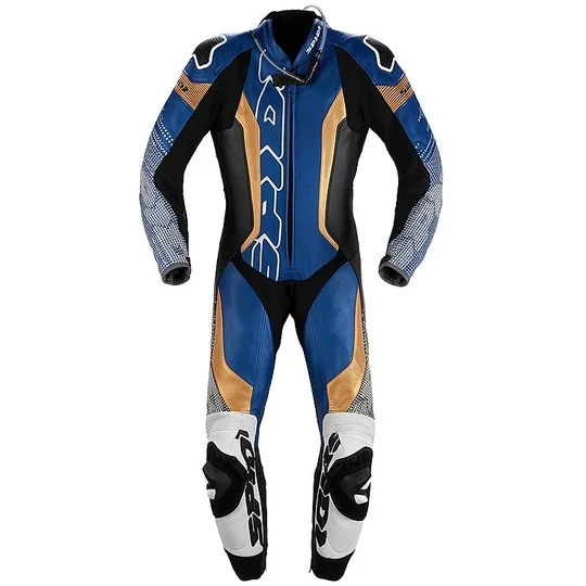 Super Prezzo Tuta Moto Intera Traforata in Pelle Professionale Spidi SUPERSONIC Perf. PRO Blu
