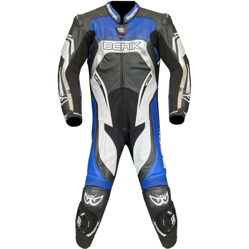 Tuta Moto Professionale In Pelle Berik 2.0 Intera Ls1-9057 BK Nero Blu Silver Subito Disponibile
