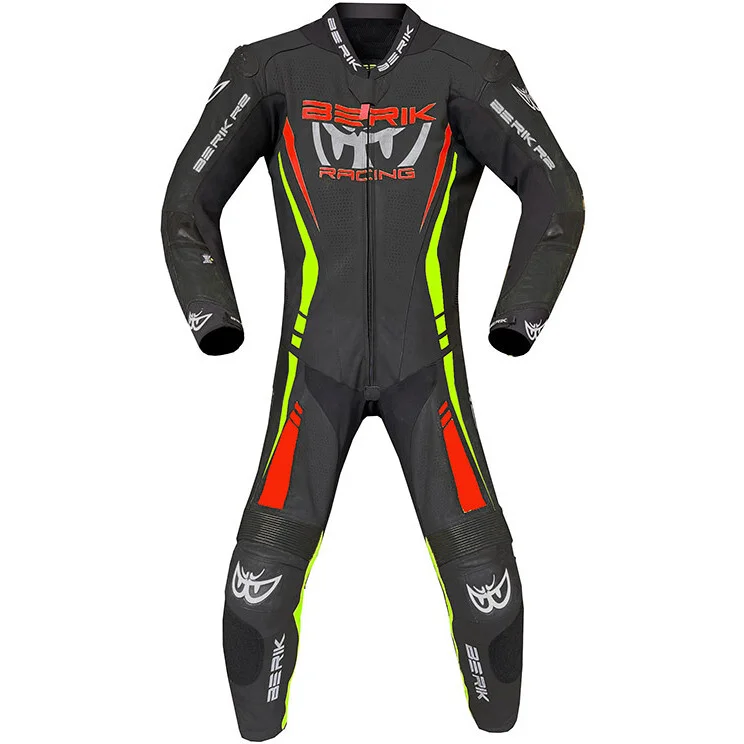 Promozione Tuta Moto Professionale In Pelle Berik 2.0 Ls1-171334FR-2 Nero Rosso Giallo