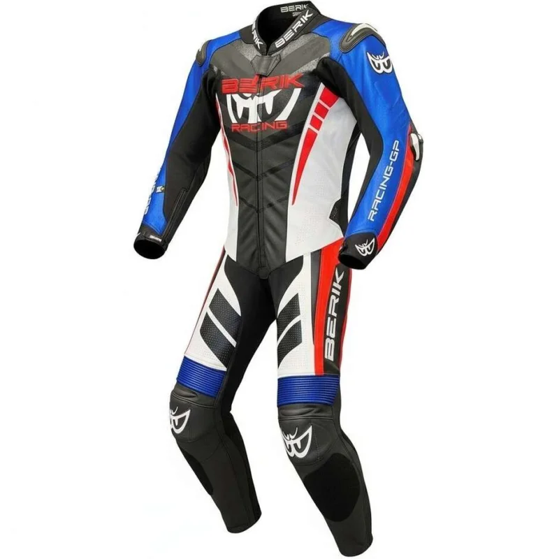 Tuta Moto Professionale In Pelle Berik 2.0 Ls1-171334SP Valencia Nero Bianco Rosso Fluo Blu Occasione Imperdibile
