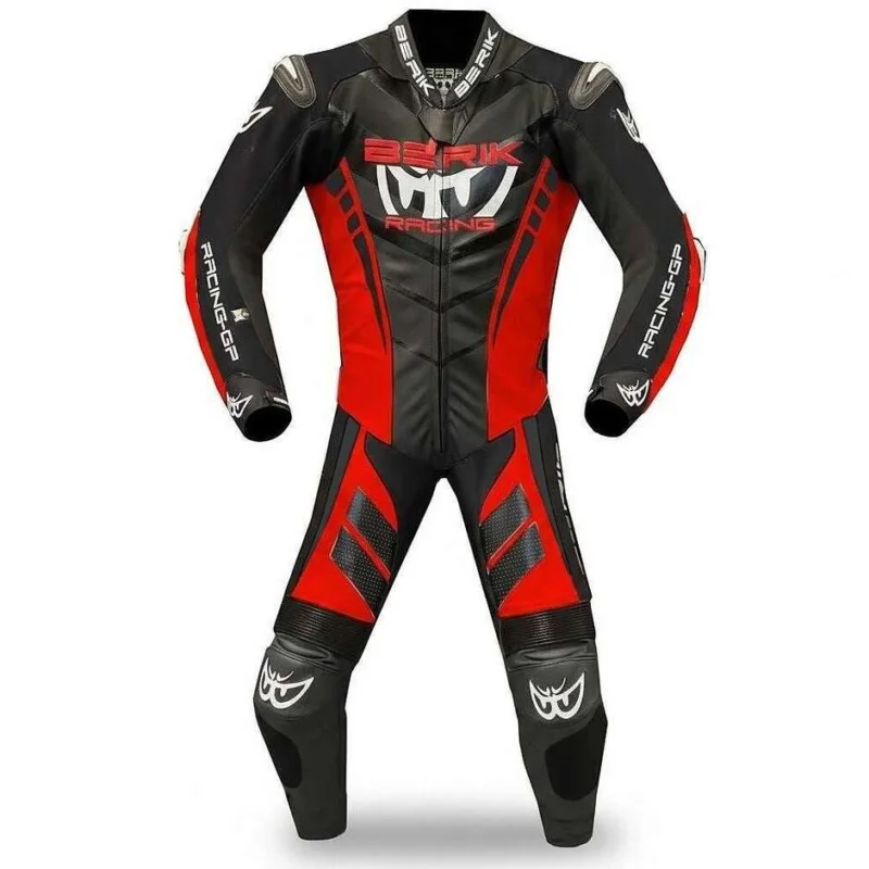 Tuta Moto Professionale In Pelle Berik 2.0 Ls1-171334SP Valencia Nero Rosso Fluo Quantità Limitata