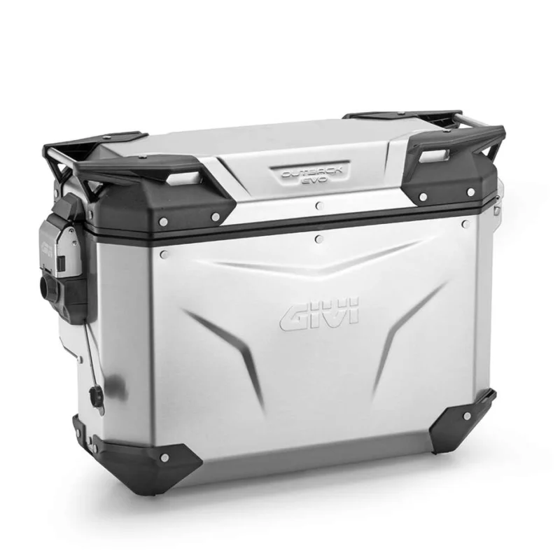 Ultimissimo Modello Valigia Laterale Destra Givi OBKEVS33 TREKKER OUTBACK EVO SMART SCANTONATA Alluminio Naturale - Monokey Cam-Side