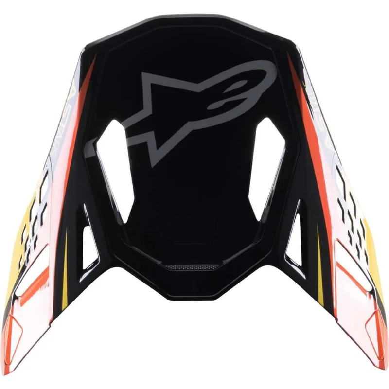 Non Perdere Visiera Per Casco Motocross Alpinestars Supertech M10 VISOR CARBON META2 Nero Giallo Arancione Lucido