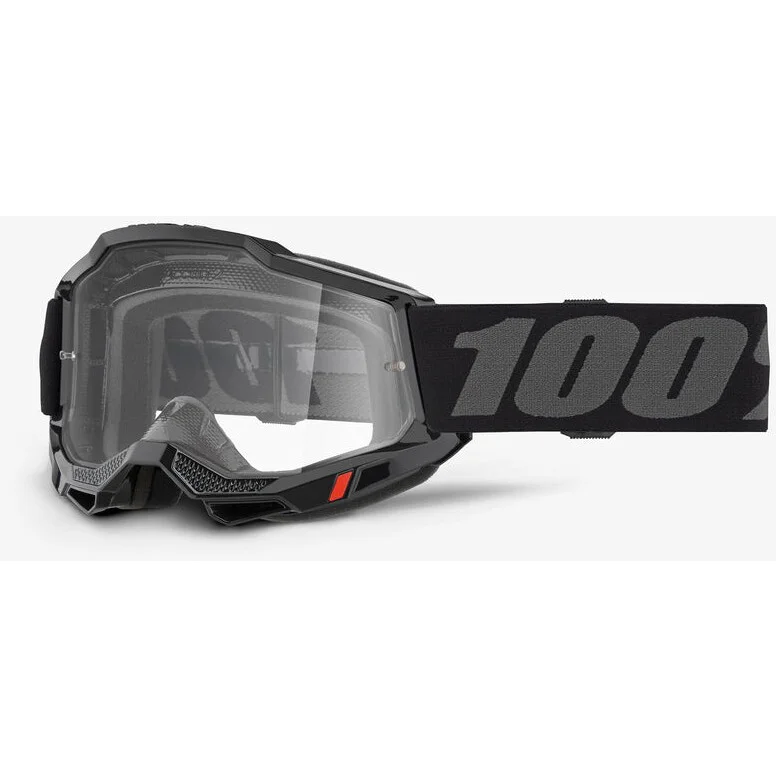 100% ACCURI 2 Black Clear Lens Cross Enduro Motorcycle Mask Glasses Miglior Prezzo