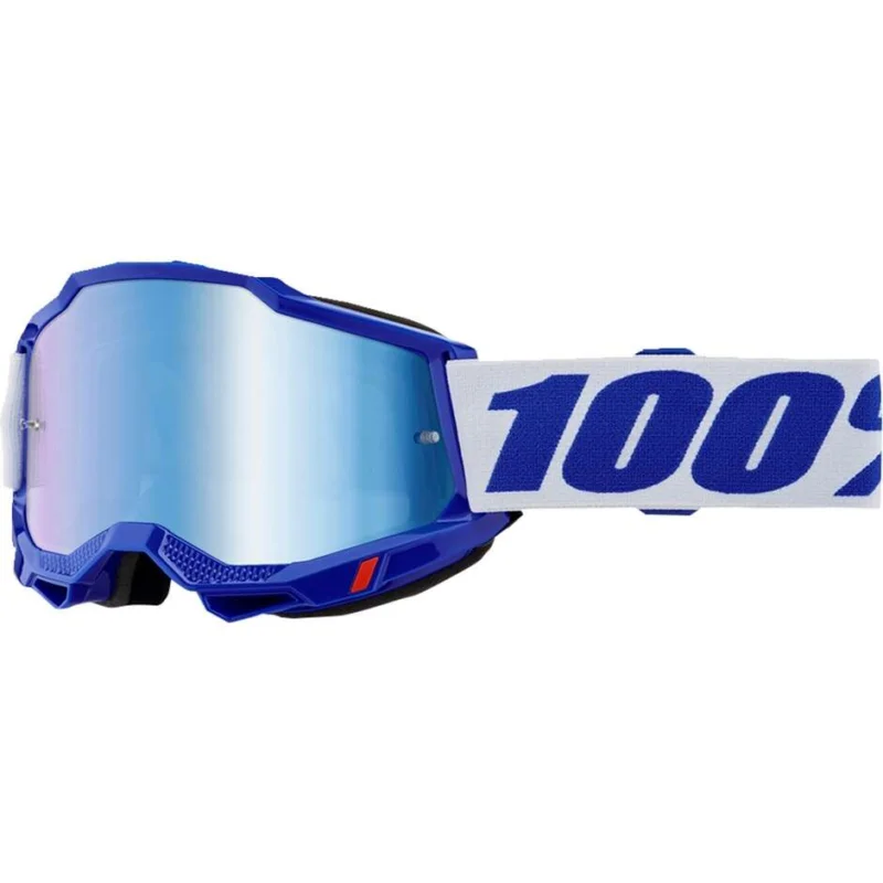 Compra Adesso 100% ACCURI 2 BLUE Cross Enduro Motorcycle Mask with Blue Mirror Lens