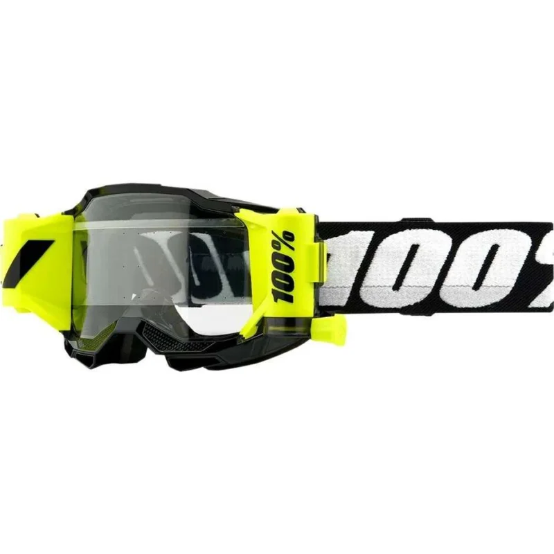 Economico 100% ACCURI 2 FORECAST Kids Cross Enduro Motorcycle Goggles Black White Fluo Yellow Clear Lens