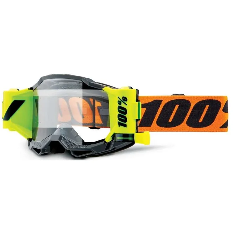 100% ACCURI 2 FORECAST Motocross Enduro Mask Black Orange Fluo Yellow Clear Lens Saldi
