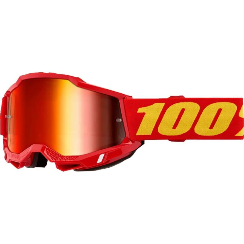 100% ACCURI 2 RED Cross Enduro Motorcycle Mask with Red Mirror Lens Di Tendenza