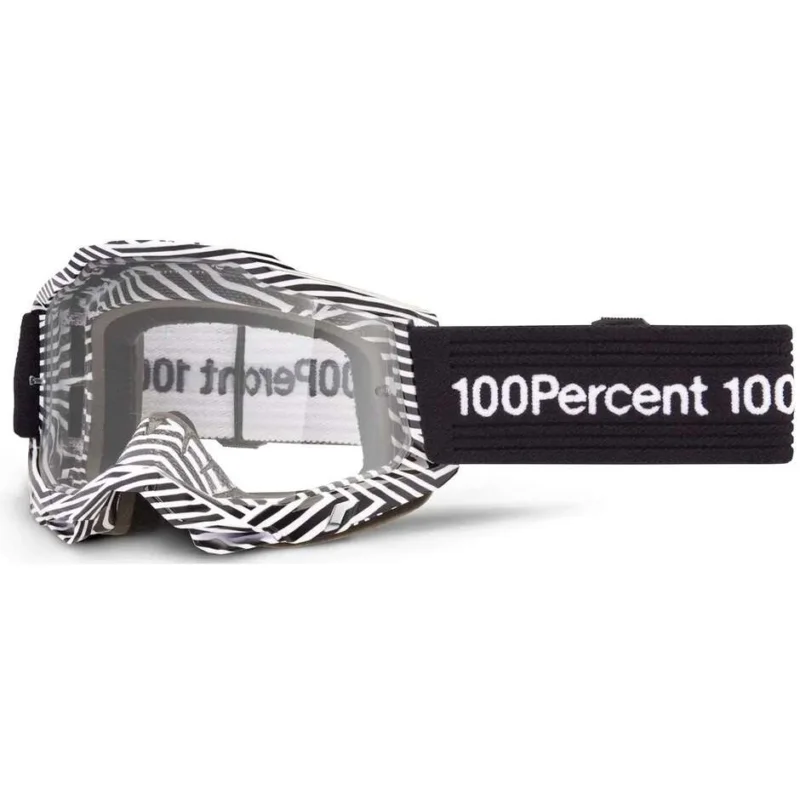 Reso Gratuito 100% ACCURI 2 SAMBA Motocross Enduro Goggles Black White Clear Lens