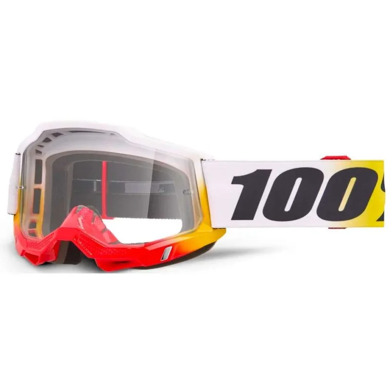 Spedito Oggi 100% ACCURI 2 TORKEN Motocross Enduro Mask Red Yellow White Black Clear Lens