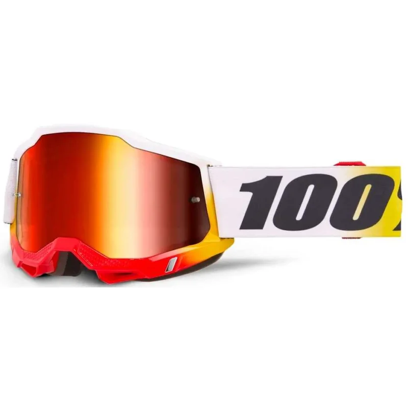 Miglior Prezzo 100% ACCURI 2 TORKEN Motocross Enduro Mask Red Yellow White Black Red Mirror Lens