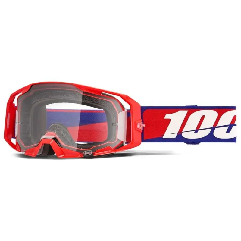 Miglior Prezzo 100% ARMATIC BEST Motocross Enduro Mask Blue White Red Clear Lens