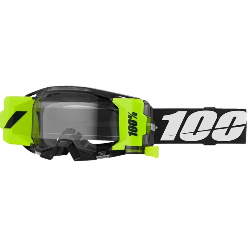 100% ARMATIC FORECAST Cross Enduro Motorcycle Goggles Black Fluo Yellow White Clear Lens Soddisfatti O Rimborsati