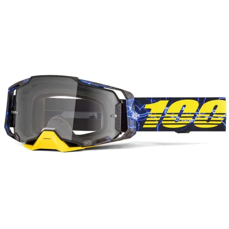 Sconto 100% ARMATIC FURIOUS Motocross Enduro Mask Black Yellow Blue Clear Lens