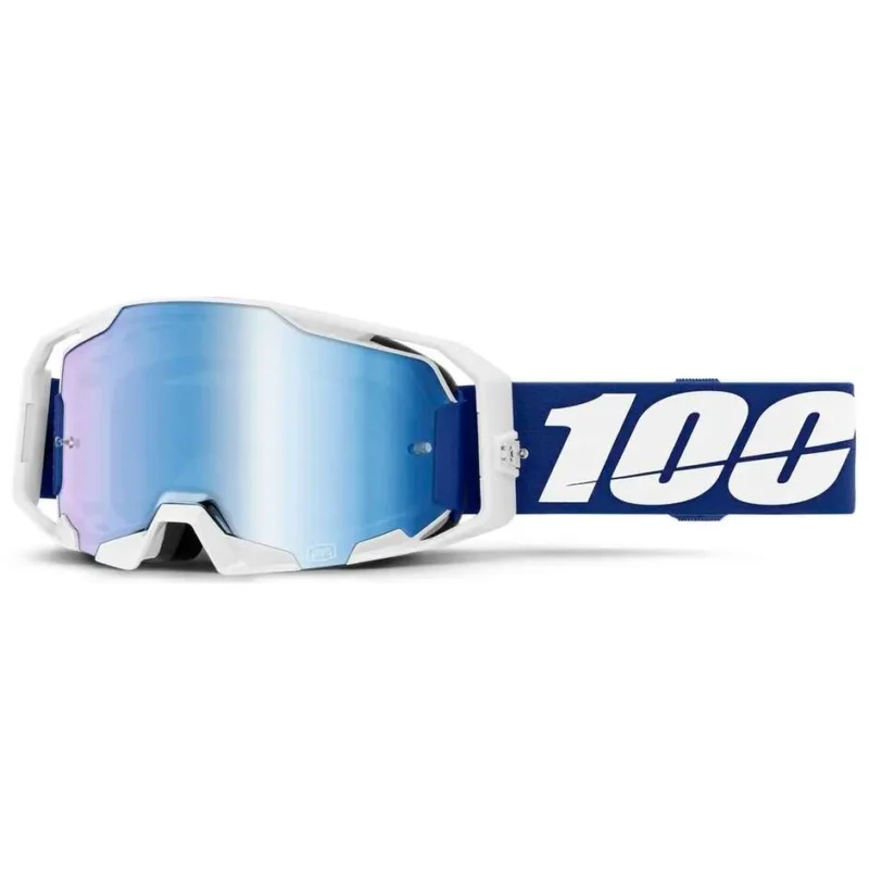 Vendita Finale 100% ARMATIC Motocross Enduro Mask Blue White Mirror Lens