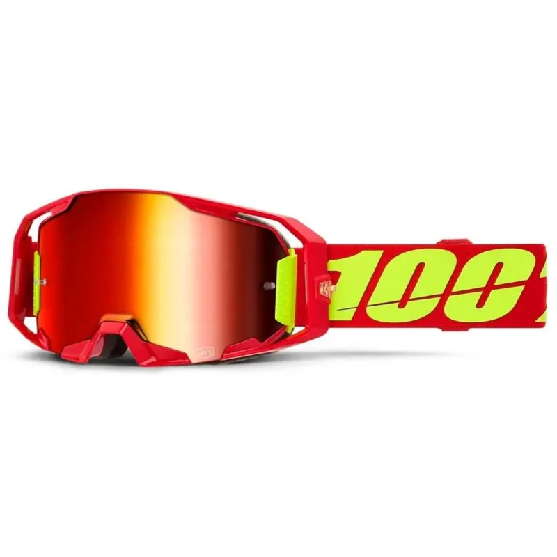 Bestseller 100% ARMATIC Motocross Enduro Mask Red Yellow Fluo Red Mirror Lens