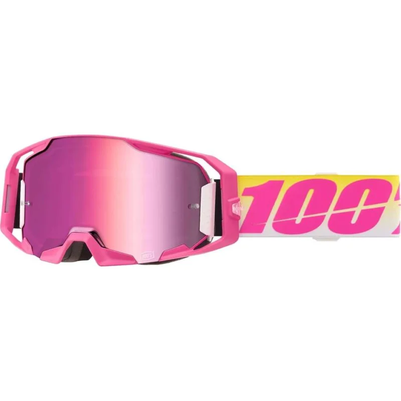 100% ARMATIC SELLARS Cross Enduro Motorcycle Mask Pink Yellow White Solo Oggi