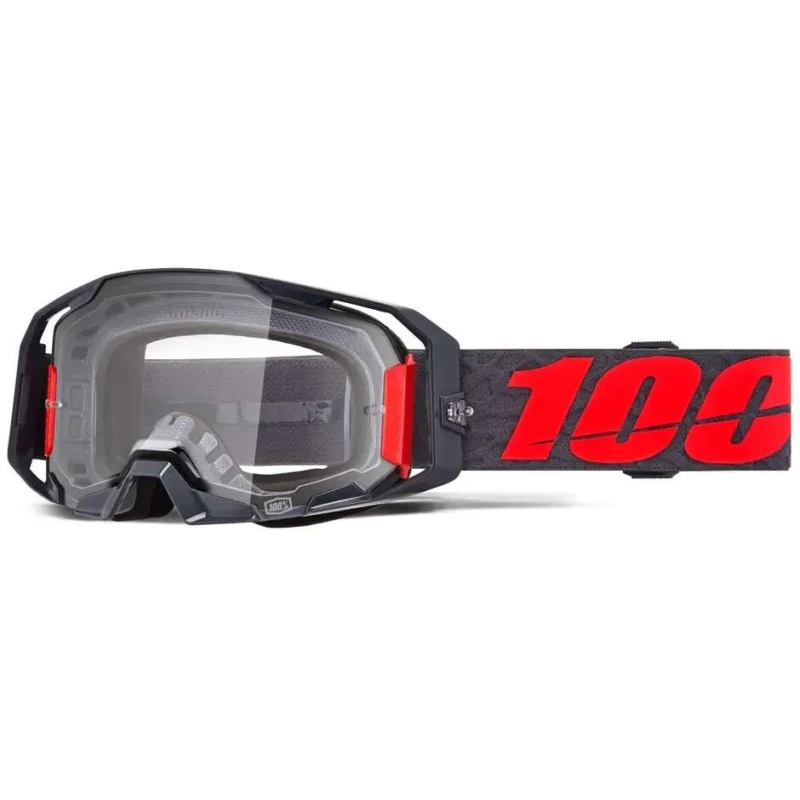 100% ARMATIC TURO Motocross Enduro Mask Black Red Clear Lens Bestseller