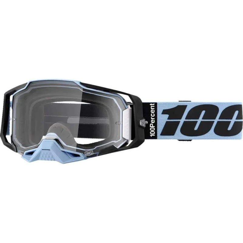 Quantità Limitata 100% ARMEGA Cross Enduro Motorcycle Goggles, Light Blue, Black, Clear Lens
