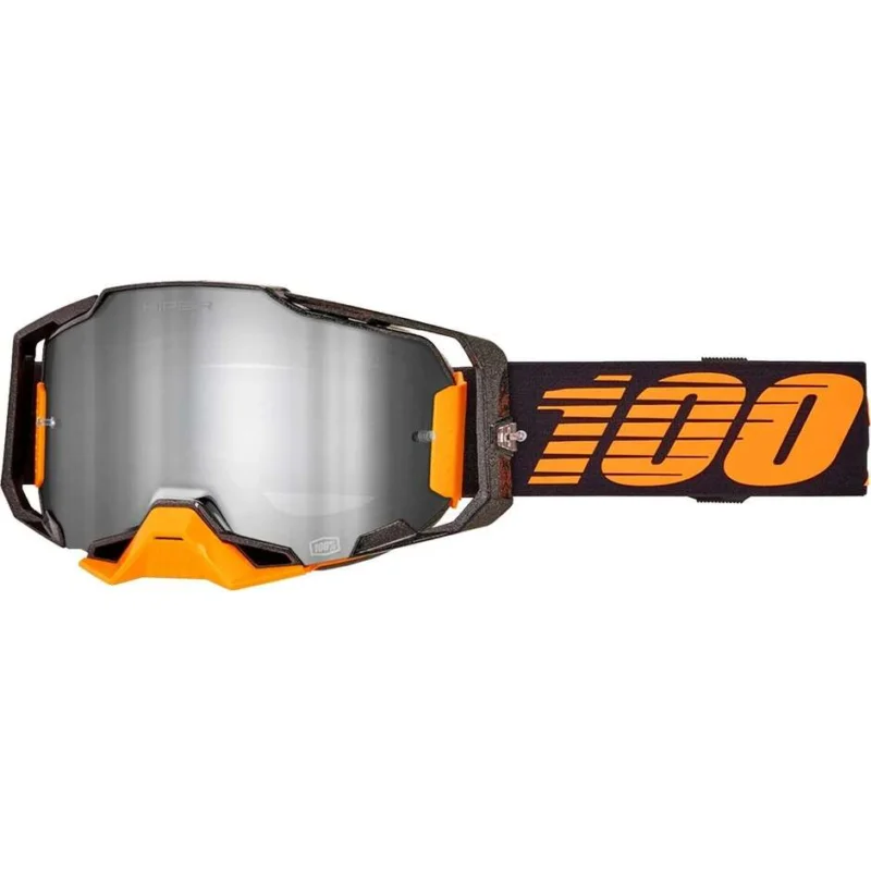 100% ARMEGA HIPER ACOSTA Motocross Enduro Mask Black Orange Mirror Lens Sconto