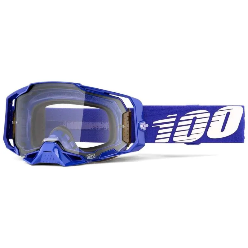 100% ARMEGA KLEIN Blue White Clear Lens Cross Enduro Motorcycle Goggles Subito Disponibile