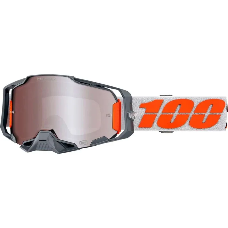 Compra Online 100% ARMEGA Orange Silver Cross Enduro Motorcycle Goggles with Silver Lens