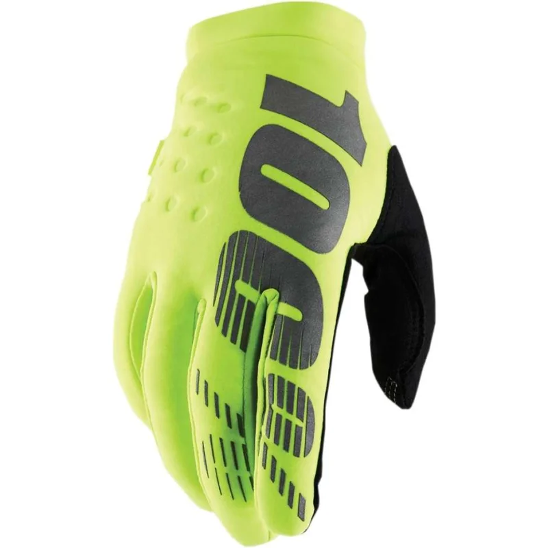 100% BRISKER Moto Cross Enduro Children's Gloves Yellow Fluo Black Affare