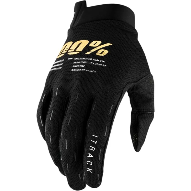 100% iTRACK Black Motorcycle Cross Enduro MTB Gloves Ultime Pezzi