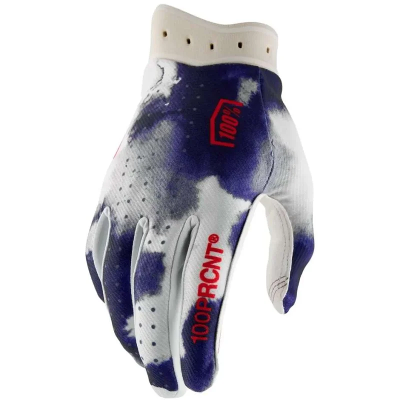 100% iTRACK Cross Enduro Motorcycle Gloves Blue White Quantità Limitata