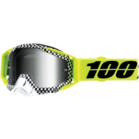 Saldi 100% RACECRAFT Cross Enduro Motorcycle Goggles Andre Silver Mirror Lens