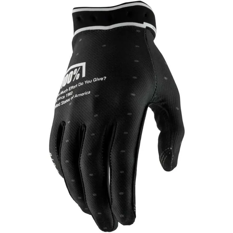 100% RIDEFIT Black Cross Enduro Motorcycle Gloves Quantità Limitata