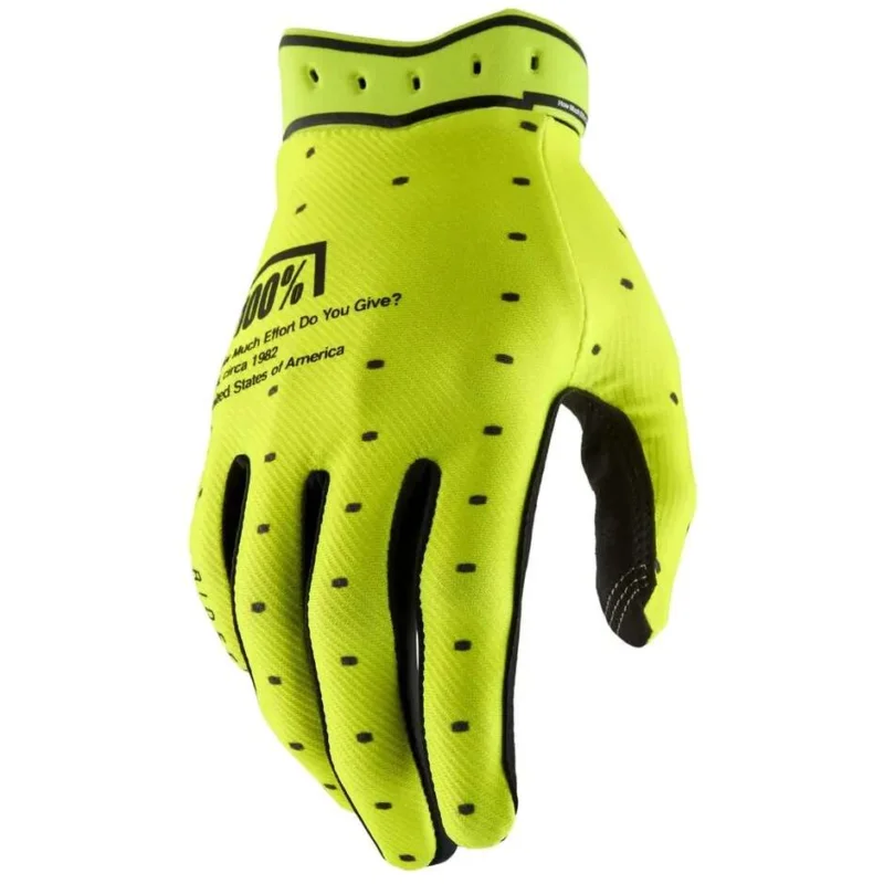 100% RIDEFIT Cross Enduro Motorcycle Gloves, Fluorescent Yellow Affare