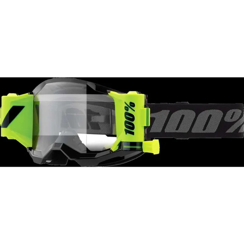 Compra Oggi Stesso 100% STRATA 2 FORECAST Motocross Enduro Mask Black Grey Fluorescent Yellow Clear Lens
