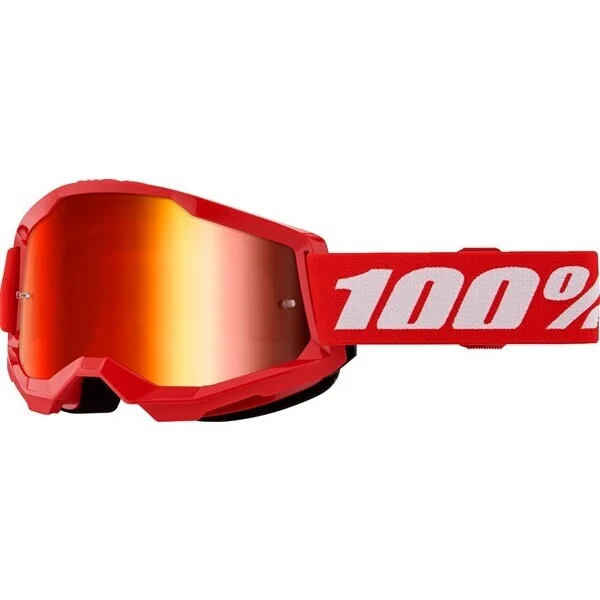 100% STRATA 2 RED Cross Enduro Motorcycle Mask with Red Mirror Lens Prezzo Basso