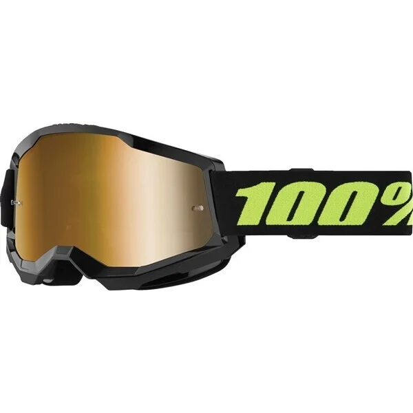 100% STRATA 2 SOLAR ECLIPSE Cross Enduro Motorcycle Mask with Gold Mirror Lens Direttamente Dal Produttore