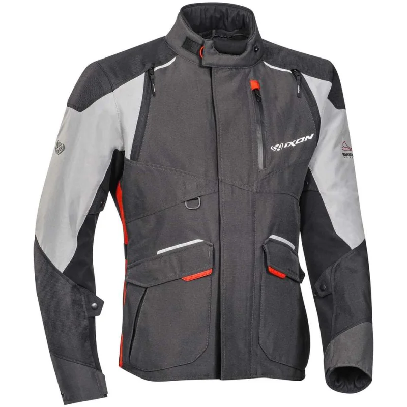 4 Seasons Motorcycle Jacket Touring Adventur Ixon BALDER Black Gray Red Economico