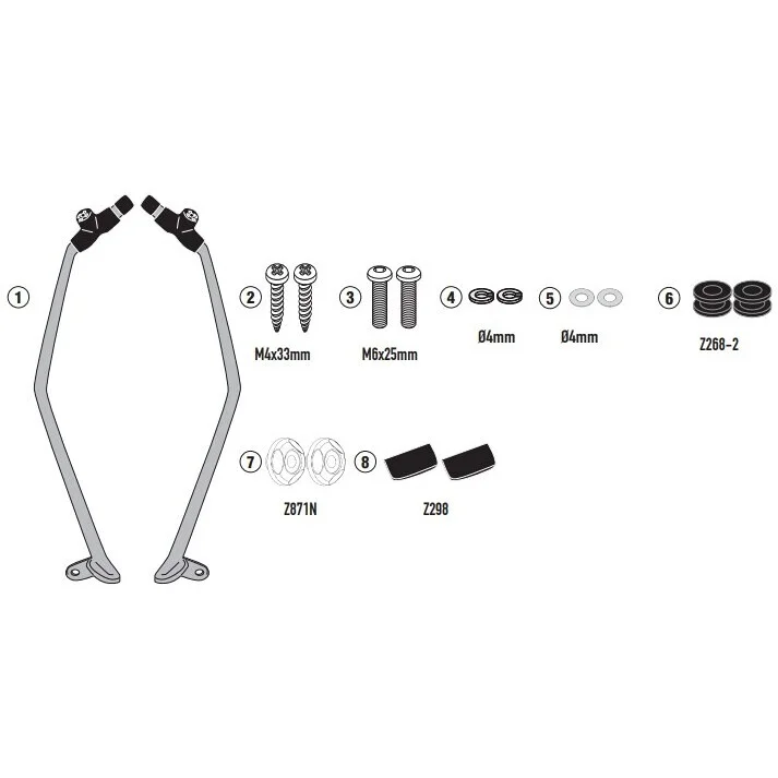 6115DT Givi D6115KIT fitting kit for KYMCO X-Town 125-300 City (20 > 24) Solo Oggi